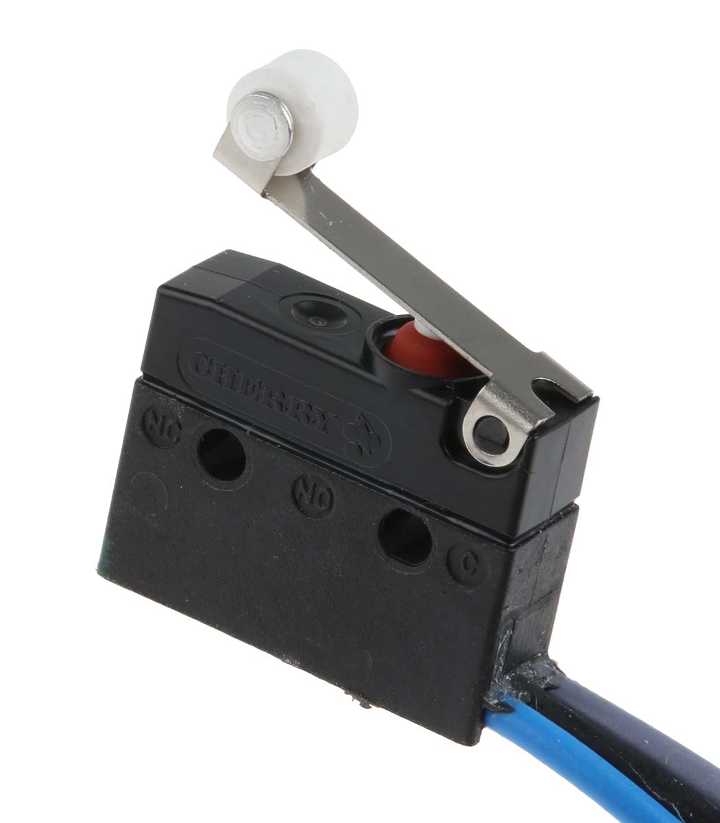 dc1c-c3rb ZF Short Roller Lever Micro Switch, Pre-Wired Terminal, 6 A, 250 V ac, SPDT, IP6K7