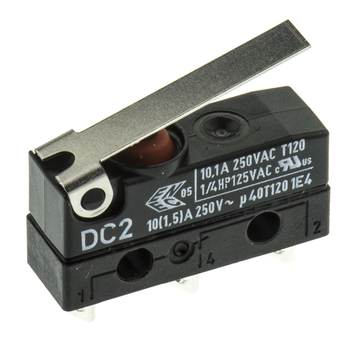 ZF Hinge Lever Micro Switch, Solder Terminal, 10.1A, 250 V ac, SPDT, IP6K7