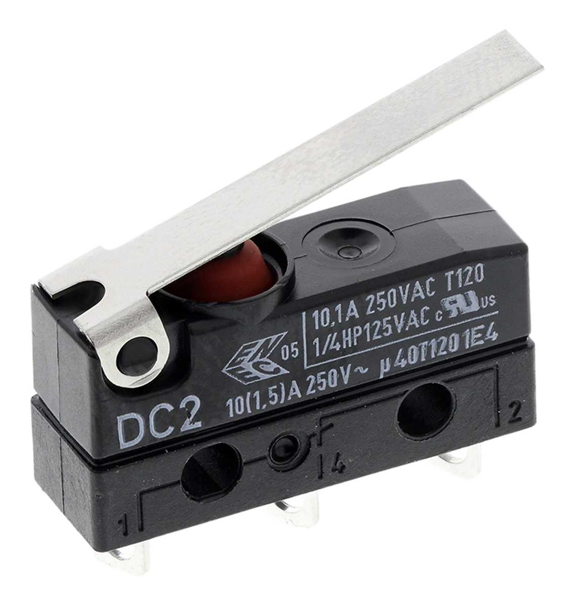ZF Hinge Lever Micro Switch, Solder Terminal, 10.1A, 250 V ac, SPDT, IP6K7
