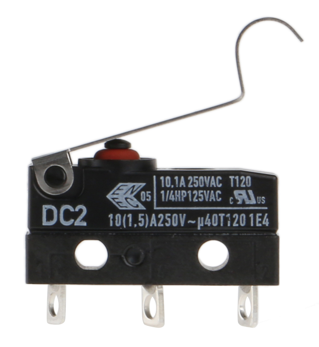 dc2c-a1sc ZF Simulated Roller Lever Micro Switch, Solder Terminal, 10.1 A, 250 V ac, SPDT, IP6K7