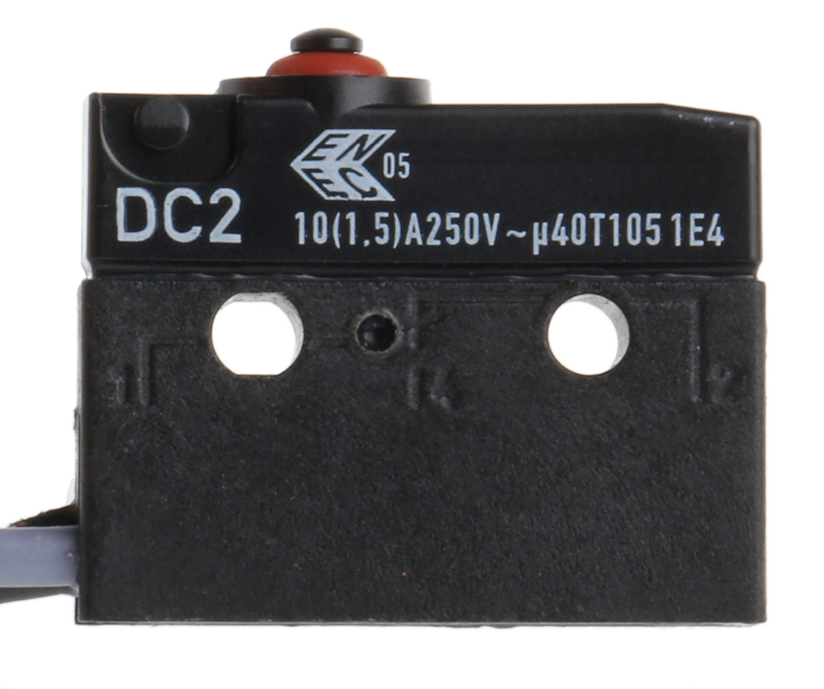 dc2c-c3aa ZF Button Micro Switch, Pre-Wired Terminal, 10.1 A, 250 V ac, SPDT, IP6K7