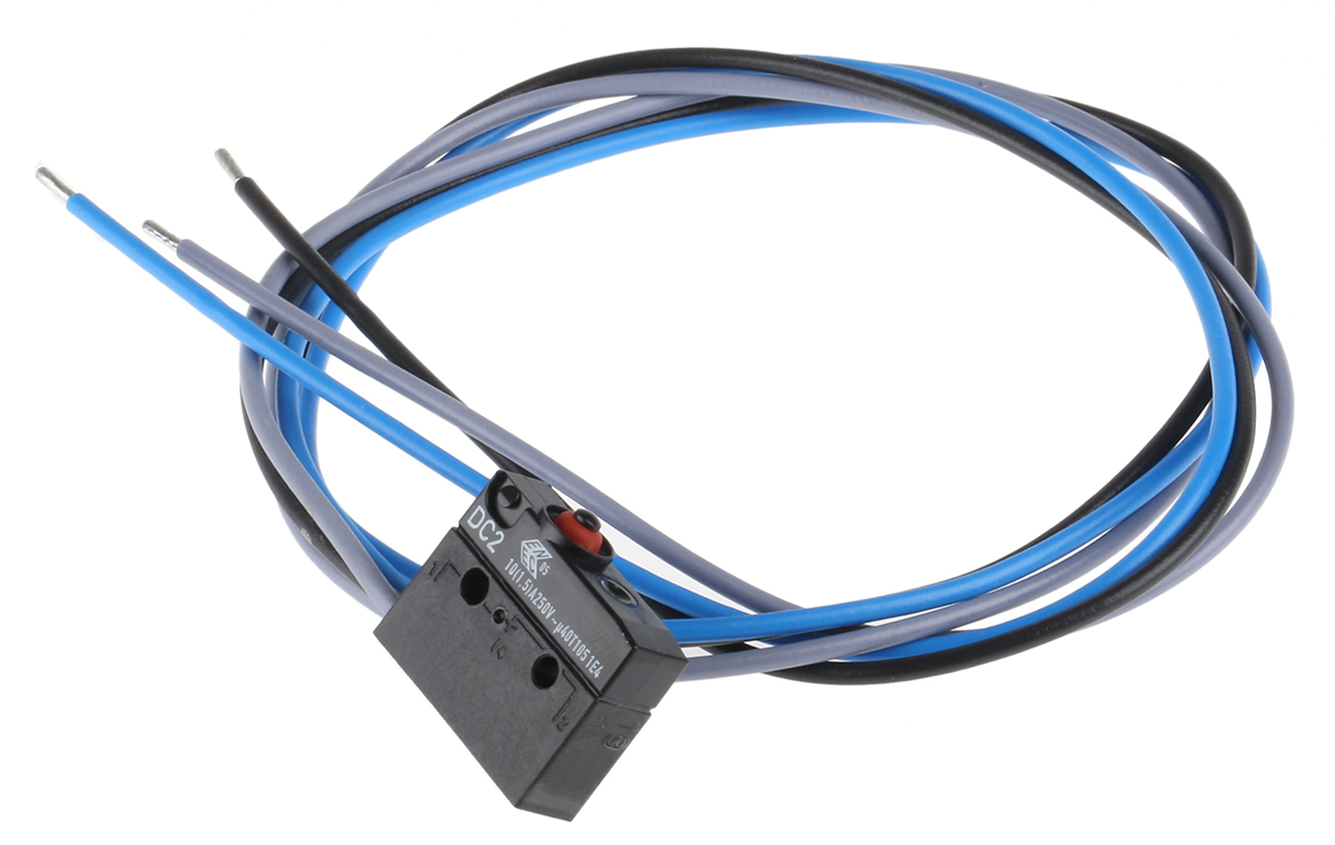 dc2c-c3aa ZF Button Micro Switch, Pre-Wired Terminal, 10.1 A, 250 V ac, SPDT, IP6K7