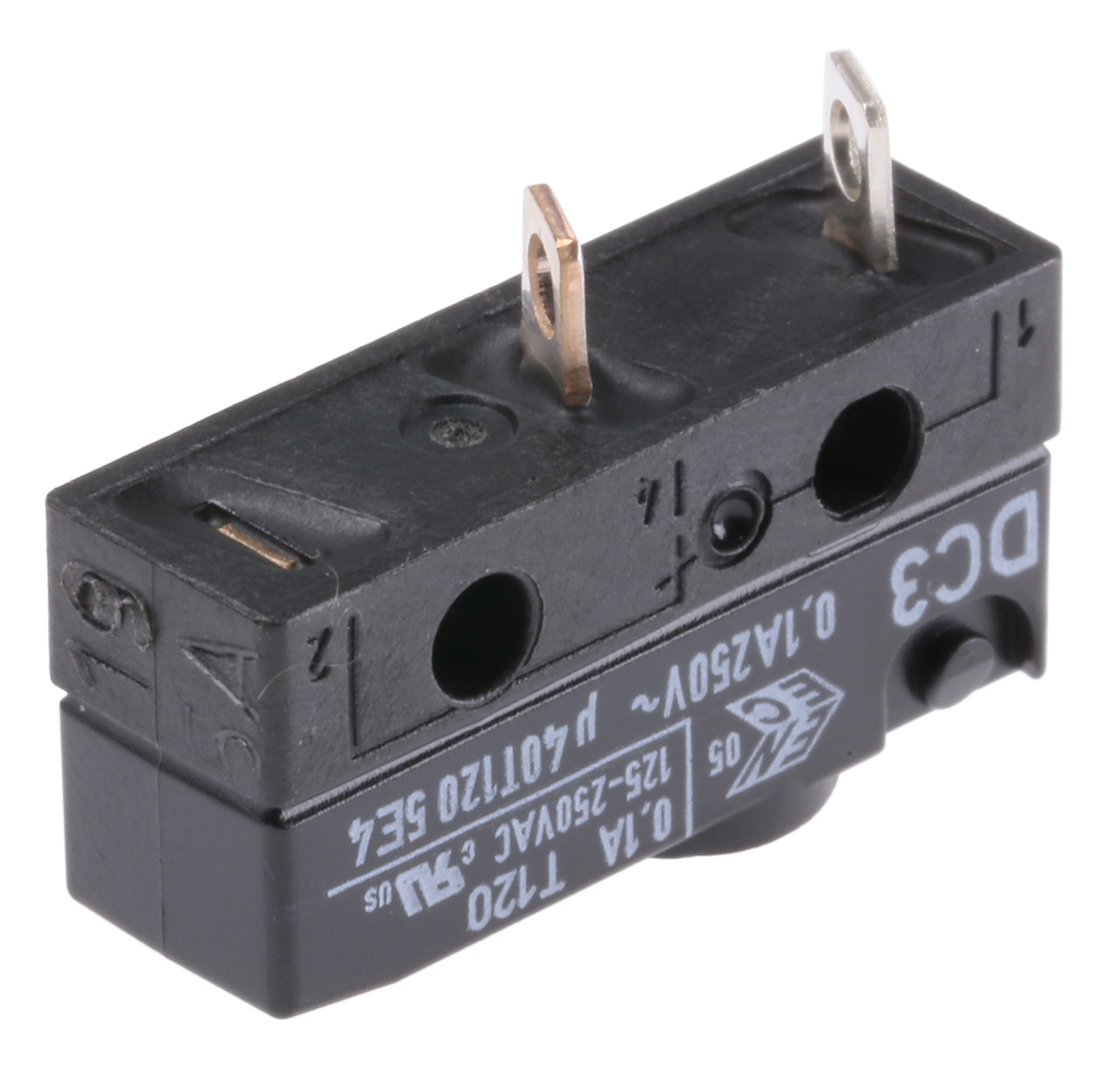 dc3a-a1aa ZF Button Micro Switch, Solder Terminal, 100 mA, 250 V ac, SPST, IP6K7