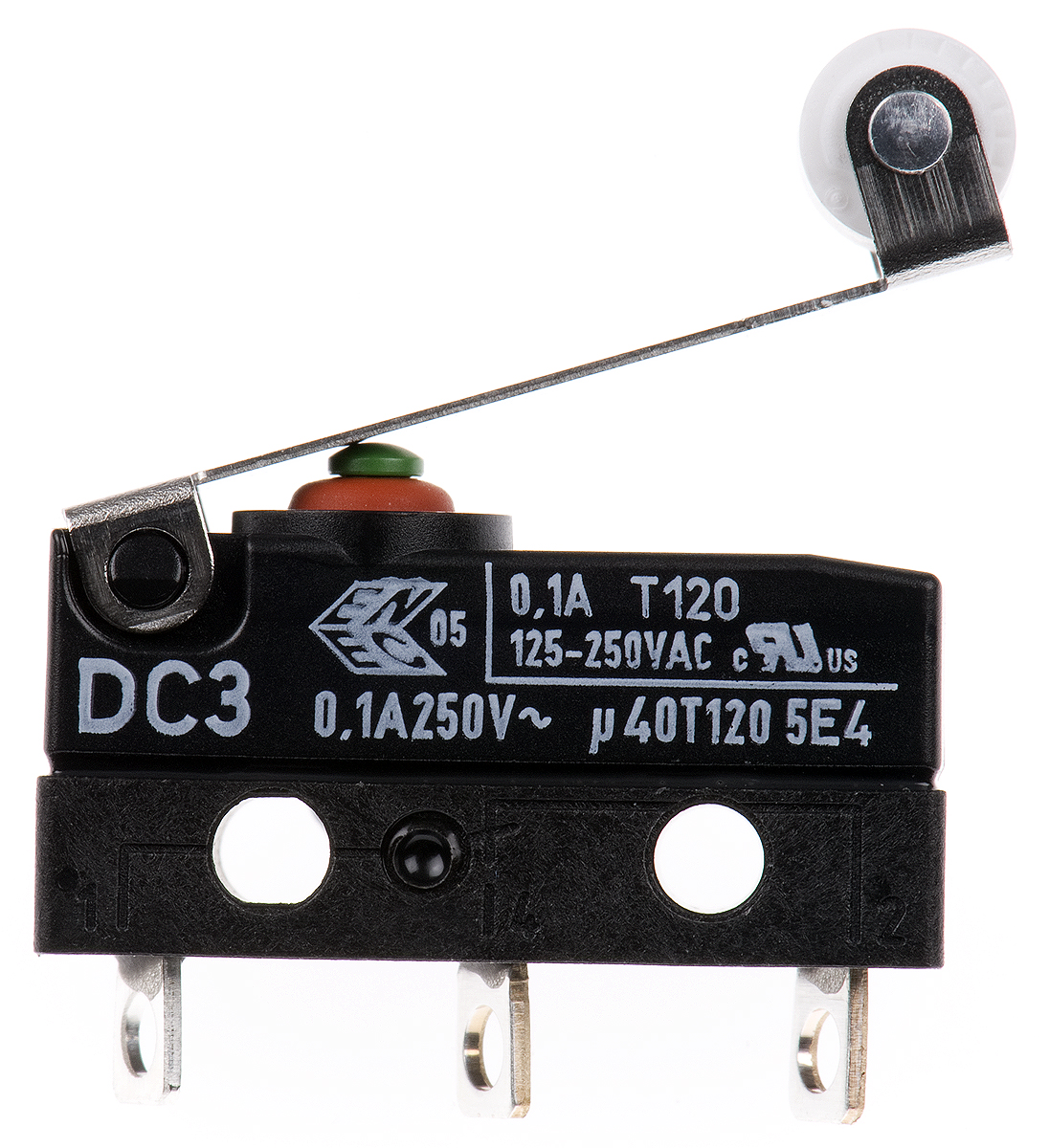 dc3c-a1rc ZF Roller Lever Micro Switch, Solder Terminal, 100 mA, 250 V ac, SPDT, IP6K7