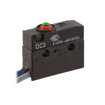 ZF Button Micro Switch, Wire Terminal, 100 mA, 250 V ac, SPDT, IP6K7