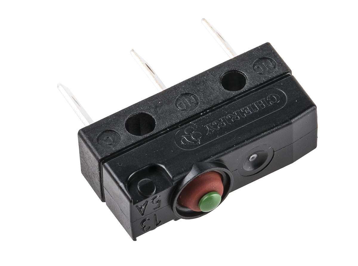 dc3c-l1aa ZF Button Micro Switch, Solder Terminal, 100 mA, 250 V ac, SPDT, IP6K7