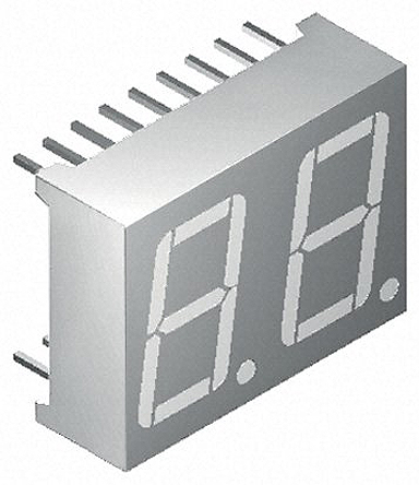 DC56-11SURKWA Kingbright 2 7 Segment LED Display Cathode Red 85mcd Right Side 14.2 mm