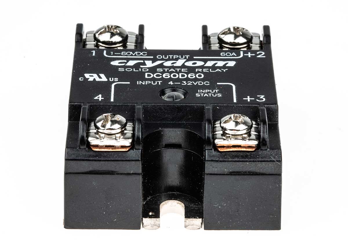 dc60d60 Sensata / Crydom DC Series Solid State Relay, 60 A Load, Panel Mount, 48 V dc Load, 32V dc Control