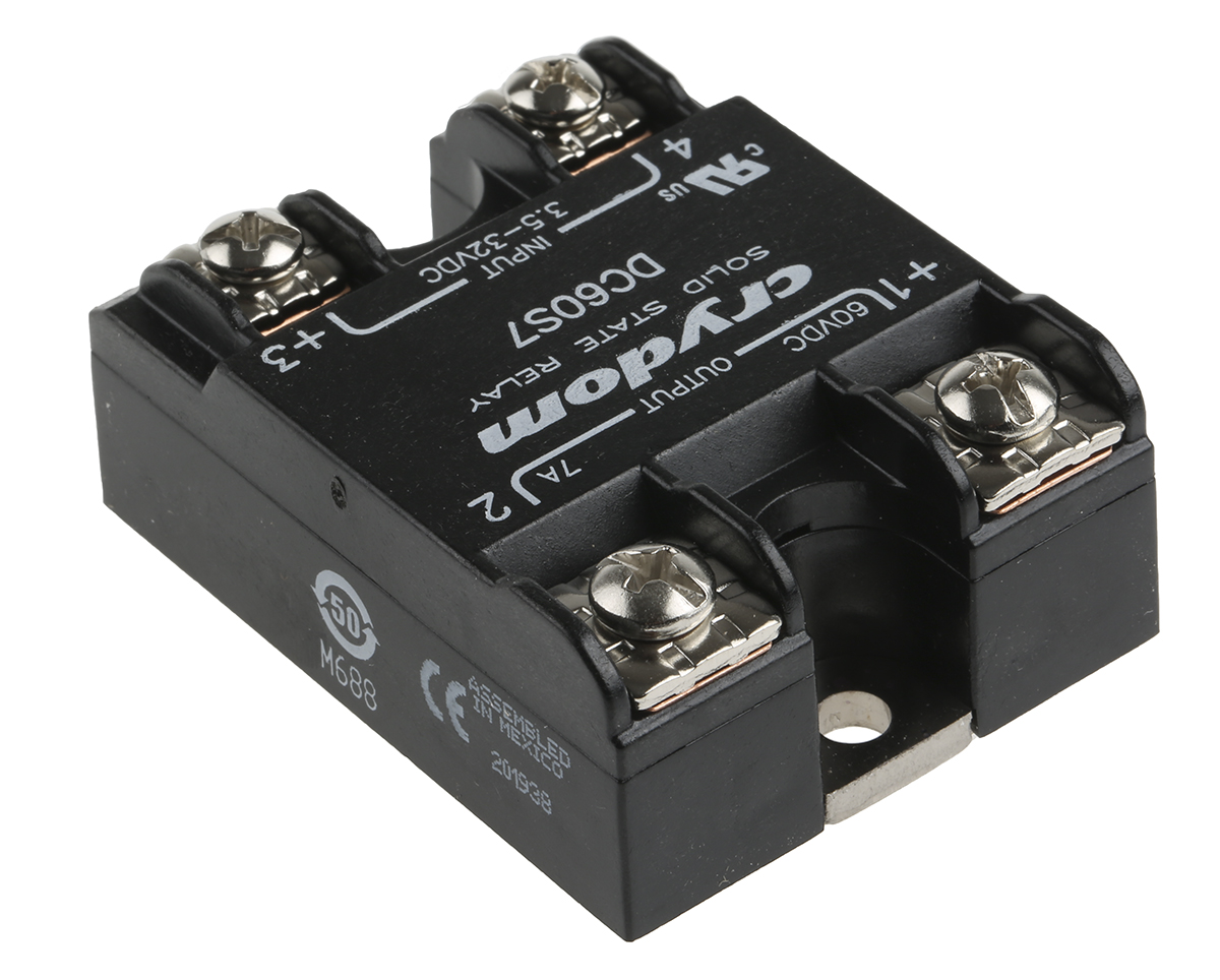 dc60s7 Sensata / Crydom D60 Series Solid State Relay, 7 A Load, Surface Mount, 60 V dc Load, 32V dc Control