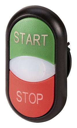 Eaton M22 Series, Black, White Push Button, Momentary, 23mm Cutout