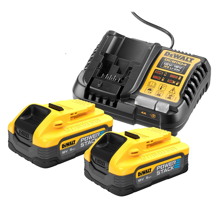 DeWALT DCB1104H2-QW 5 Ah 18V Power Tool Battery Pack, For Use With 18V XR Li-Ion DEWALT Tools
