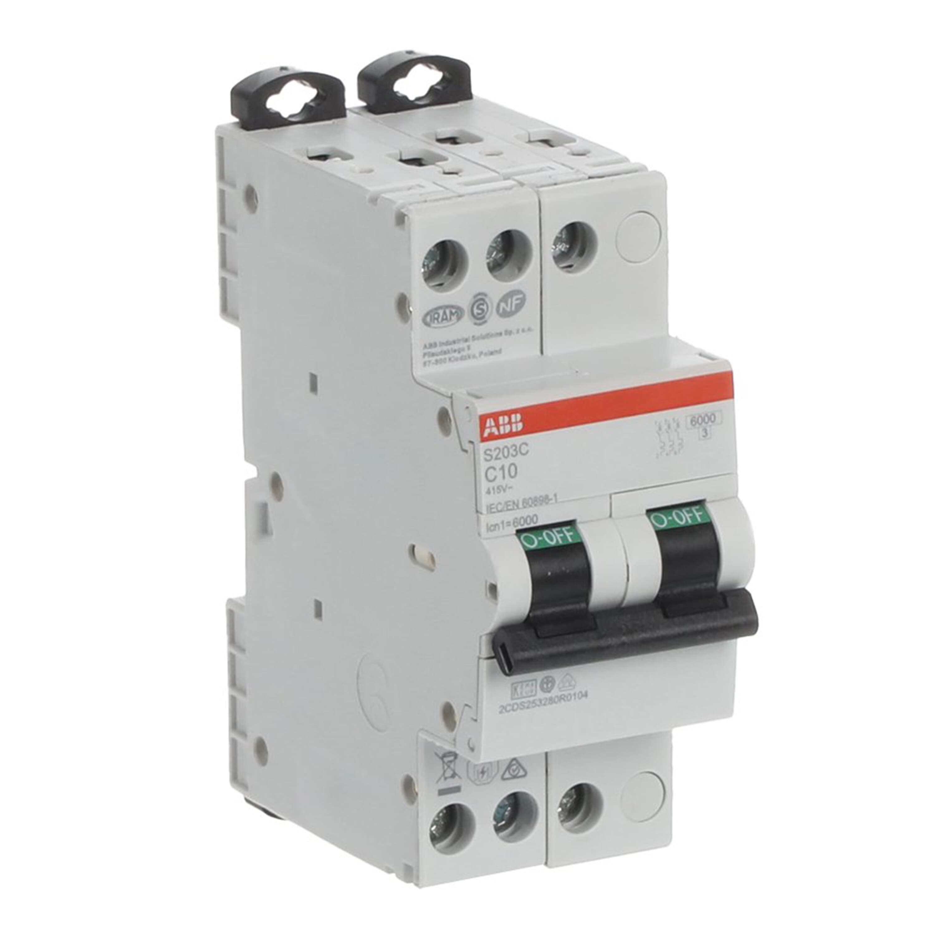 2cds253280r0104 ABB S200C MCB, 3P, 10A Curve C, 415V AC, 6 kA Breaking Capacity