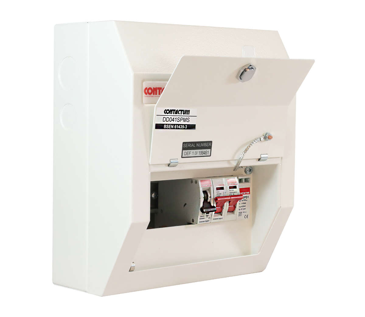 Contactum 4 Steel Consumer Unit, 100A, BS EN 61439-3 IP4X Defender