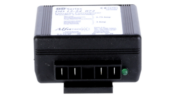 dd12-24-072 Alfatronix DD DC/DC Converter, 27.2V dc/, 15.6V dc Input 3 A, 8.4V Input, Clip, 30 °C Max Temp -25 °C Min Temp, 4-Pin