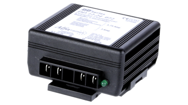 dd12-24-072 Alfatronix DD DC/DC Converter, 27.2V dc/, 15.6V dc Input 3 A, 8.4V Input, Clip, 30 °C Max Temp -25 °C Min Temp, 4-Pin