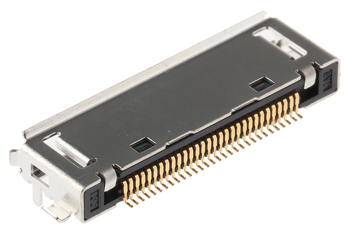 JAE DD1 Series Straight Surface PCB Socket, 30-Contact, 1 Row, 0.5 mm Pitch Solder
