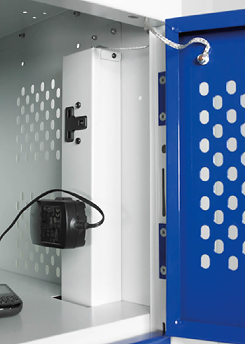 RS PRO 10 Door Vented Mild Steel Blue Laptop Charging Locker, 1800 mm x 450 mm x 450mm