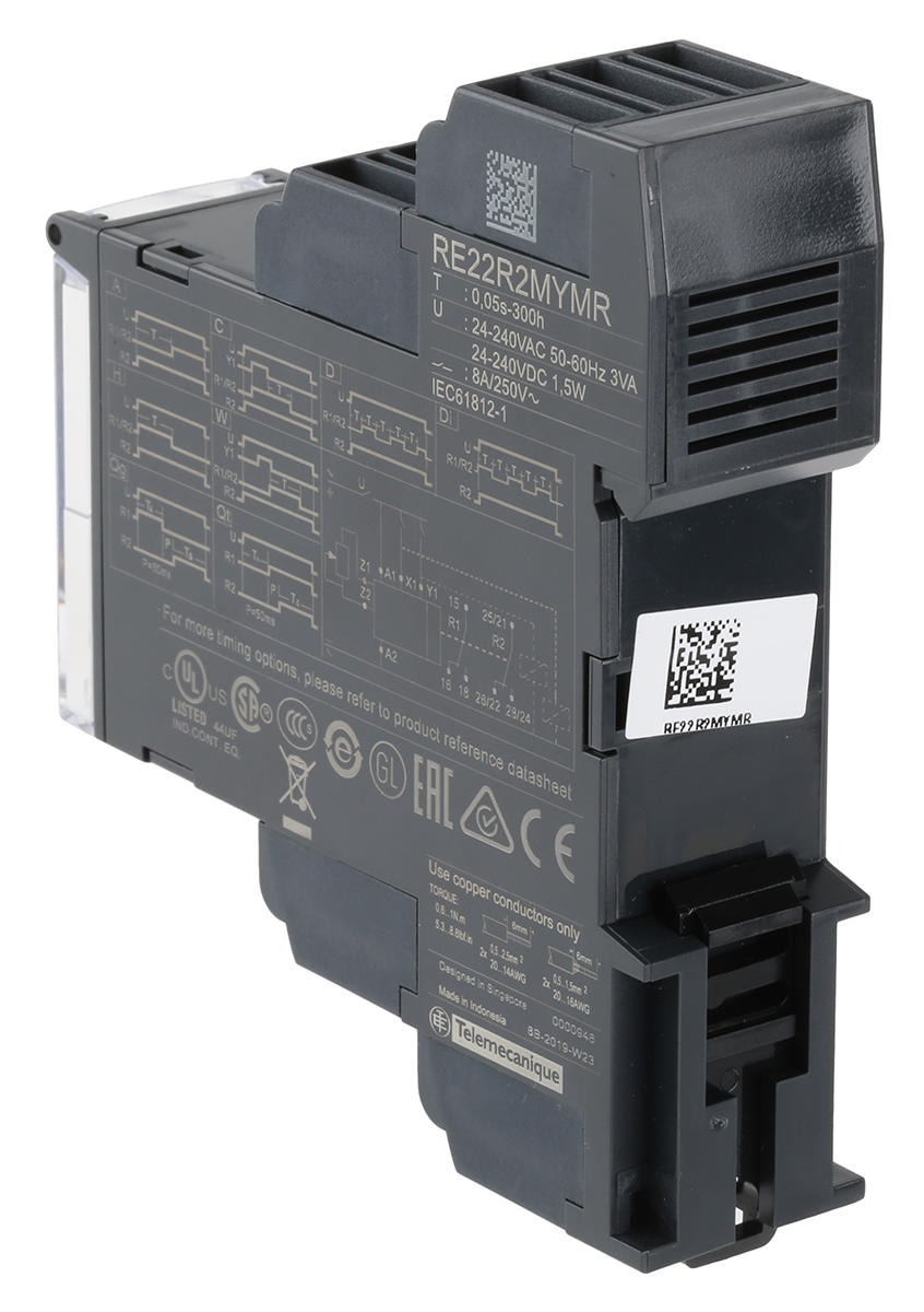 re22r2mymr Schneider Electric Off Delay, On Delay Multi Function Timer Relay, Screw