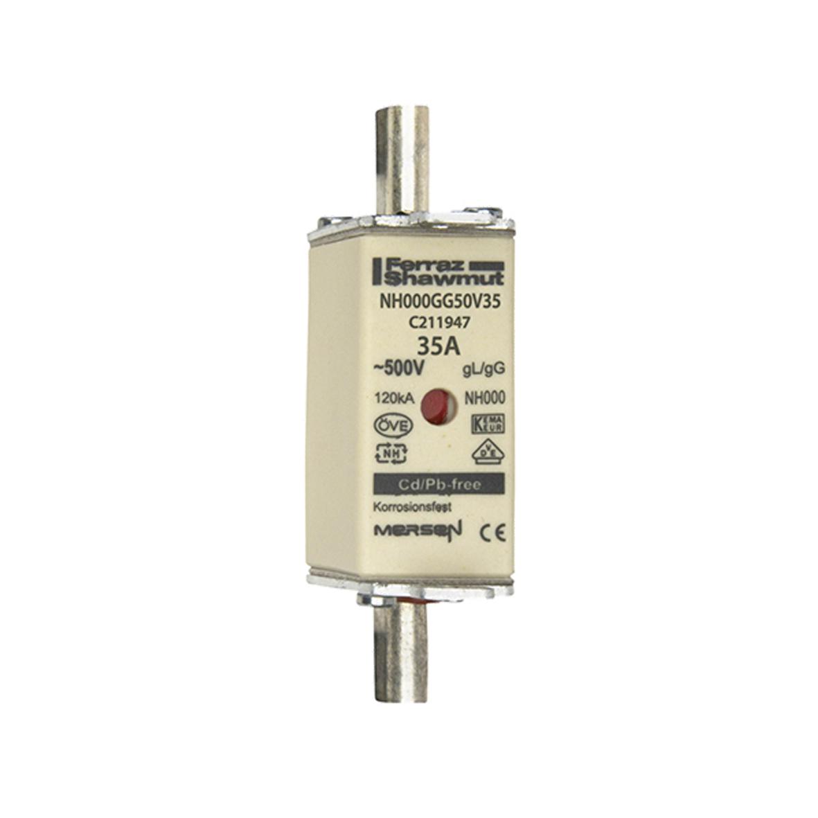 Mersen 35A NH Fuse, NH 000, 500V ac
