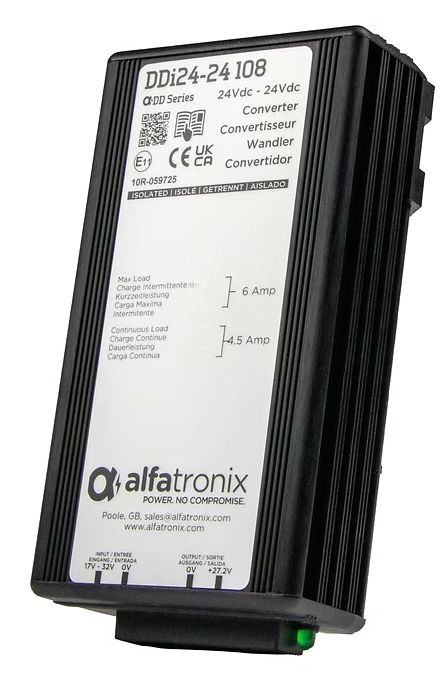 Alfatronix Ltd DDI DC/DC Converter, 24V dc/, 24V dc Input 4.5 A, 24V dc Input, Clip, 80 °C Max Temp -25 °C Min Temp