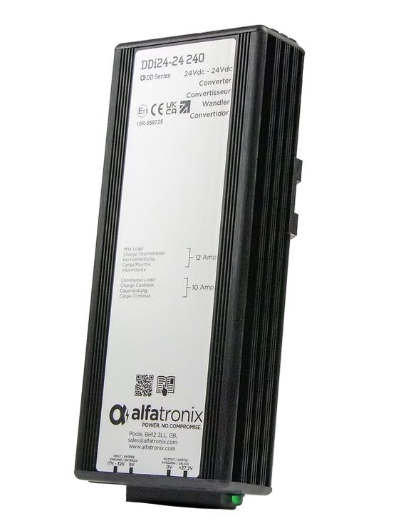 Alfatronix Ltd DDI DC/DC Converter, 24V dc/, 24V dc Input 10 A, 24V dc Input, Clip, 80 °C Max Temp -25 °C Min Temp