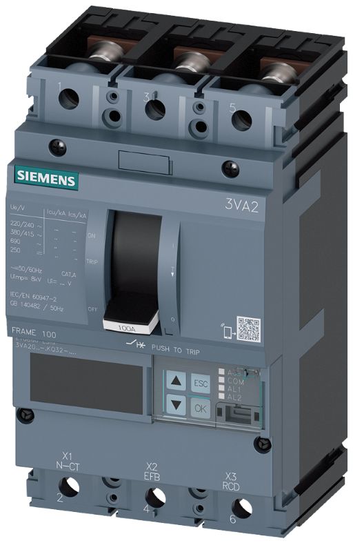 Siemens, SENTRON MCCB 3P 40A, Breaking Capacity 85 kA, Fixed Mount