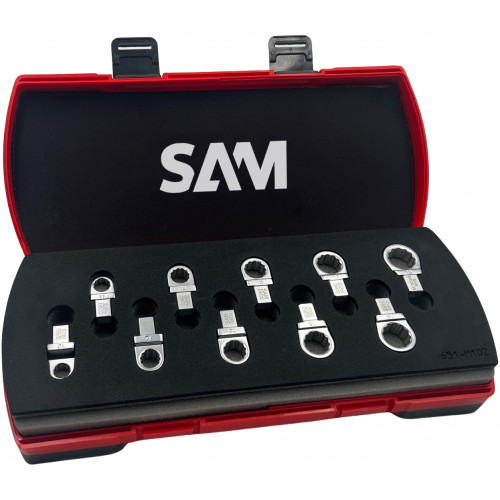 SAM 11-Piece Spanner Set, 12 mm, 11 mm, 14 mm, 16 mm, 18 mm, 17 mm, 15 mm, 13 mm, 8 mm, 10 mm, 19, Chrome Vanadium Steel