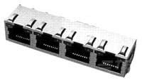 TE Connectivity 4065 Series Female Ethernet Connector, Panel Mount, Cat5, Copper Alloy Case Shield Right Angle 4 Port 8