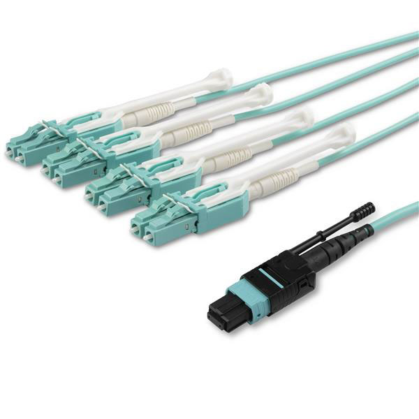 StarTech.com MPO to LC Multi Mode OM3 Fibre Optic Cable, 50/125μm, Aqua, 5m