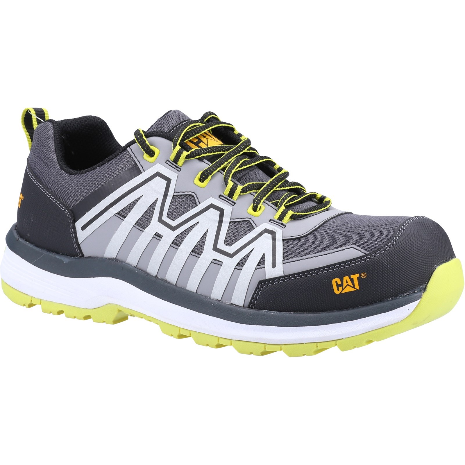 Caterpillar CHARGE Unisex Black/Lime Toe Capped Safety Trainers, UK 9, EU 43