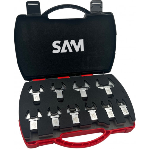 SAM 10-Piece Spanner Set, 5/8 in, 7/8 in, 11/16 in, 1 in, 15/16 in, 13/16 in, 3/4 in, 1/2 in, 9/16 in, 11/4 in, Chrome