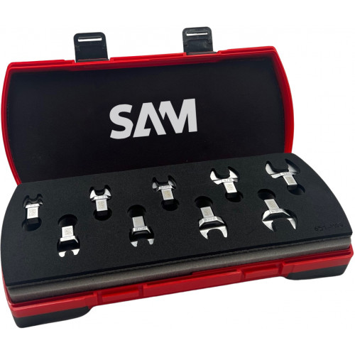 SAM 9-Piece Spanner Set, 1/2 in, 1/4 in, 5/8 in, 11/16 in, 9/16 in, 3/8 in, 5/16 in, 7/16 in, 3/4 in, Chrome Vanadium