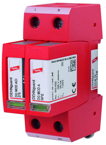 Dehn, DG M TN ACI Surge Arrester 275V Maximum Voltage Rating 20 kA Maximum Surge Current Type 2/Class Ii
