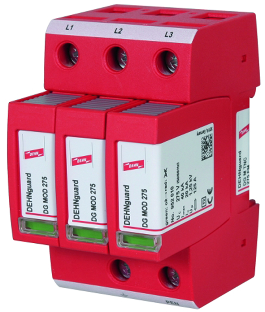 Dehn, DG Modular Surge Protector 275V Maximum Voltage Rating 40 kA Maximum Surge Current Type 2 Arrester