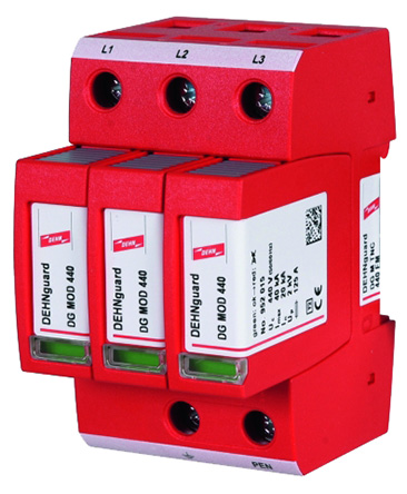 Dehn, DG Modular Surge Protector 440V Maximum Voltage Rating 40 kA Maximum Surge Current Type 2 Arrester