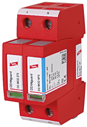 Dehn, DG Modular Surge Protector 275V ac Maximum Voltage Rating 40 kA Maximum Surge Current Type 2 Arrester