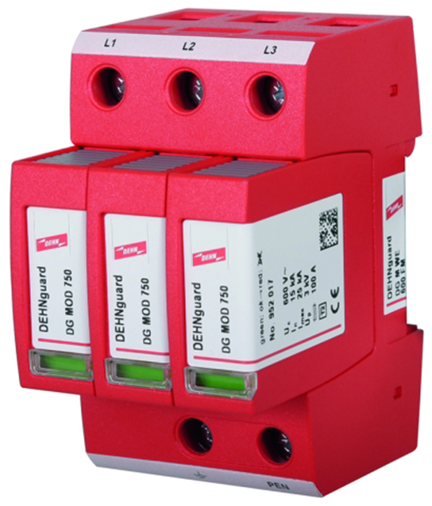 Dehn, DG Modular Surge Protector 600V Maximum Voltage Rating 15 kA Maximum Surge Current Type 2 Arrester