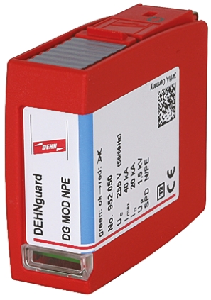 Dehn, DG Surge Protection Plug 255V ac Maximum Voltage Rating 40 kA Maximum Surge Current Surge Arrester Protection