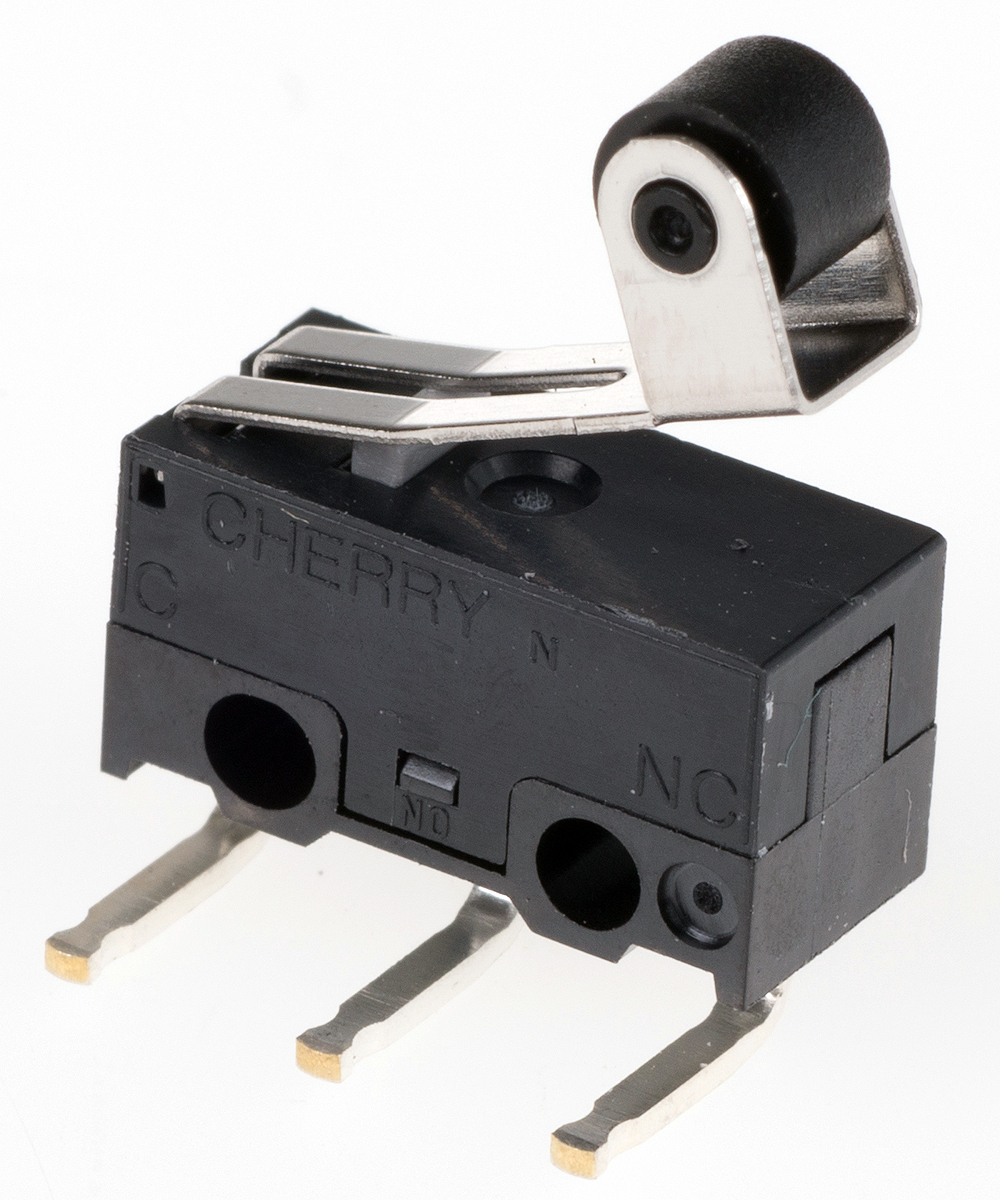 ZF Roller Lever Micro Switch, Left Angle PCB Terminal Terminal, 3A, 125 V ac, SPDT, IP40