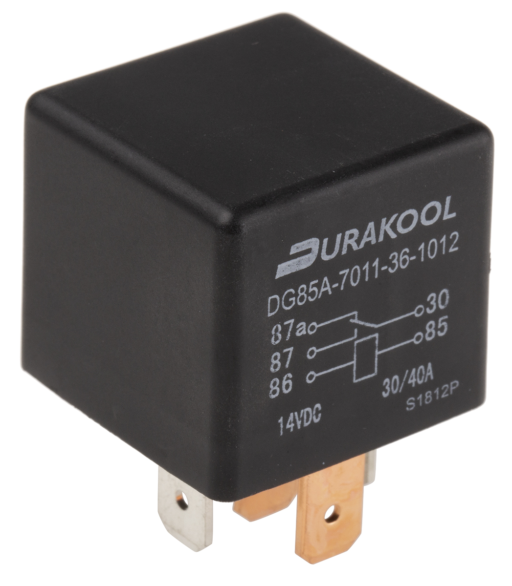 Durakool Power Relay, 12V dc Coil, 40A Switching Current, SPDT