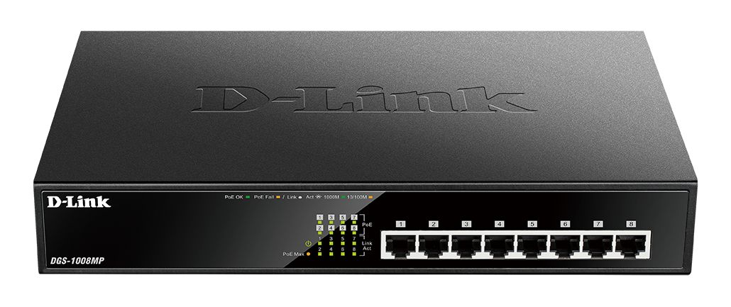 D-Link 8-Port Desktop Gigabit Max PoE Switch Unmanaged 8 Port Ethernet Switch Power Over Ethernet