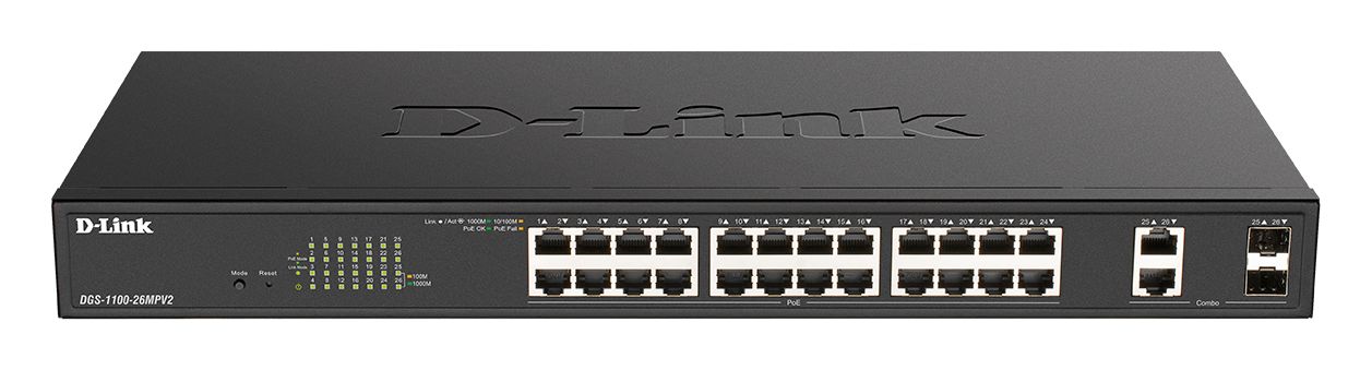 D-Link 26-Port Gigabit Smart Managed Max PoE Switch Smart 26 Port Gigabit Switch Power Over Ethernet
