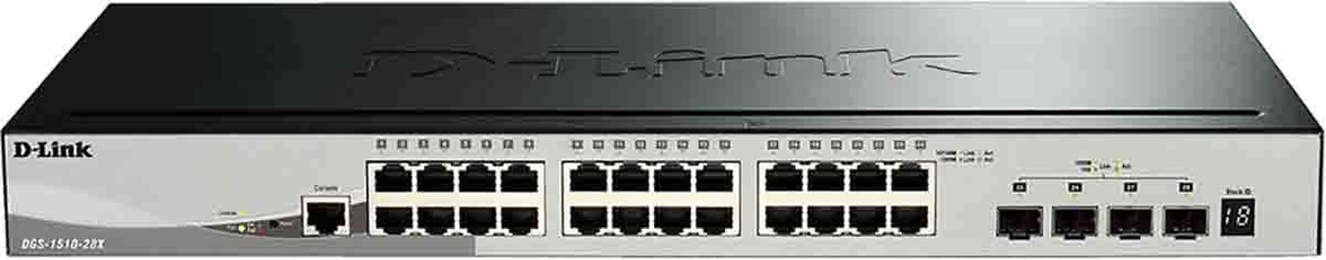 D-Link 28-Port Gigabit Stackable Smart Managed Switch with 10G Uplinks Smart 28 Port Ethernet Smart Managed Switch