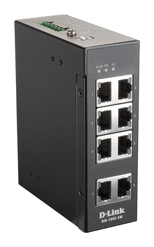 D-Link 8-Port Industrial Fast Ethernet Unmanaged Switch Unmanaged 8 Port Ethernet Switch Power Over Ethernet