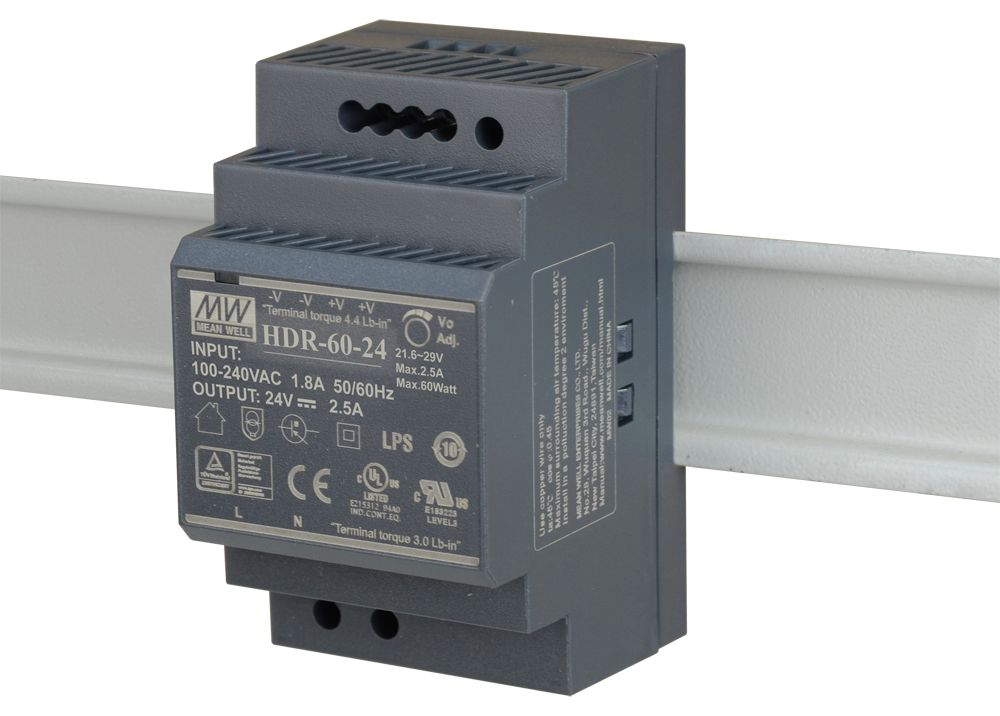 D-Link HDR-60 DIN Rail PSU DIN Rail Power Supply 264V ac/dc AC Input 24V dc, 2.5 A Output DC 60 W