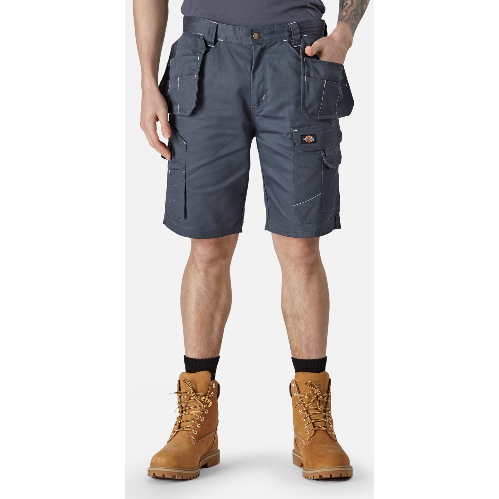 Dickies Redhawk Pro Grey 65% Polyester, 35% Cotton Work Shorts, 38 in