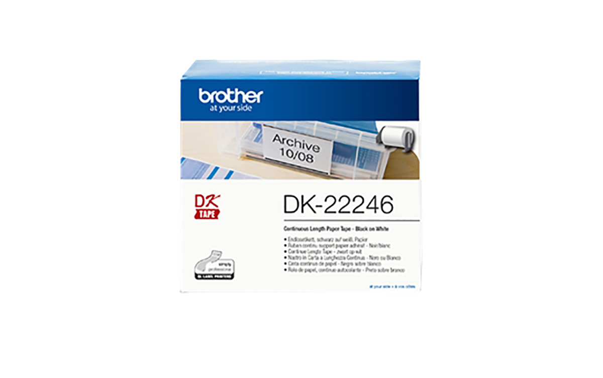 Brother White Black Print Label Roll, 103 mm Width, 180 Per Roll Qty