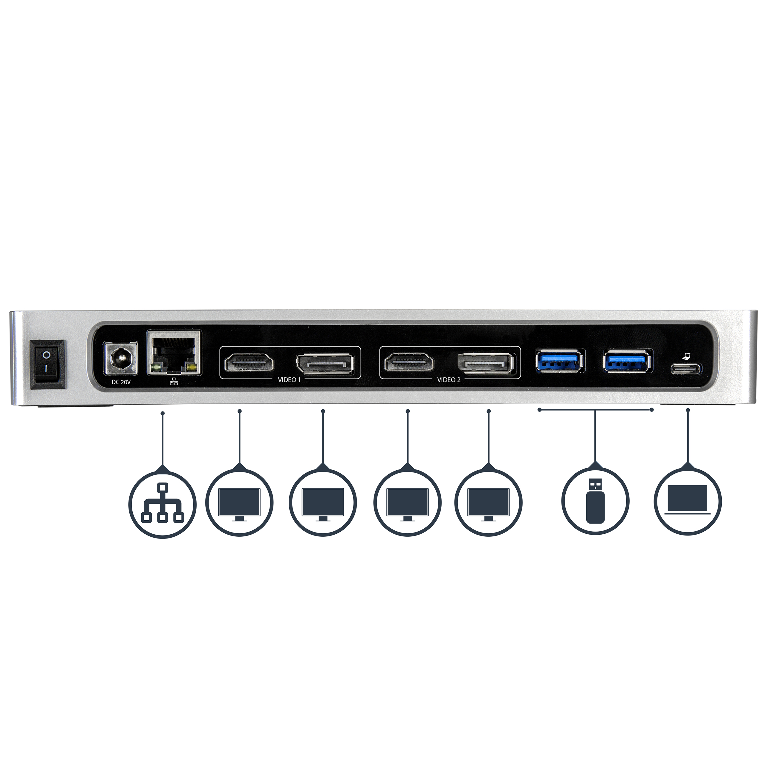 dk30a2dh StarTech.com  2 4096 x 2160 pixel USB C Docking Station USB 3.0 Portswith DisplayPort, HDMI - 6 xUSB ports