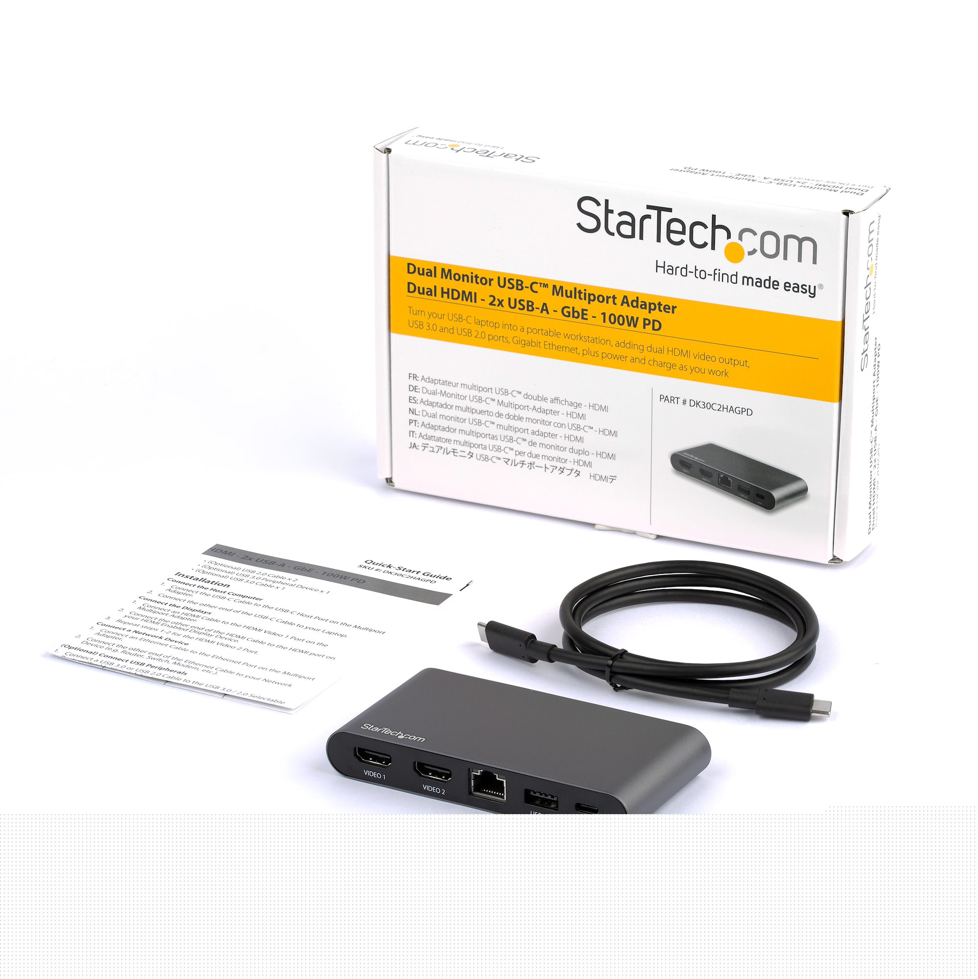 dk30c2hagpd StarTech.com  2 4096 x 2160 pixel USB C USB Docking Stations USB 3.0 Portswith HDMI - 2 xUSB ports