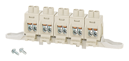 HENSEL DK Series Non-Fused Terminal Block, 5-Way, 16mm², 2.5 mm² Wire, 63A Screw